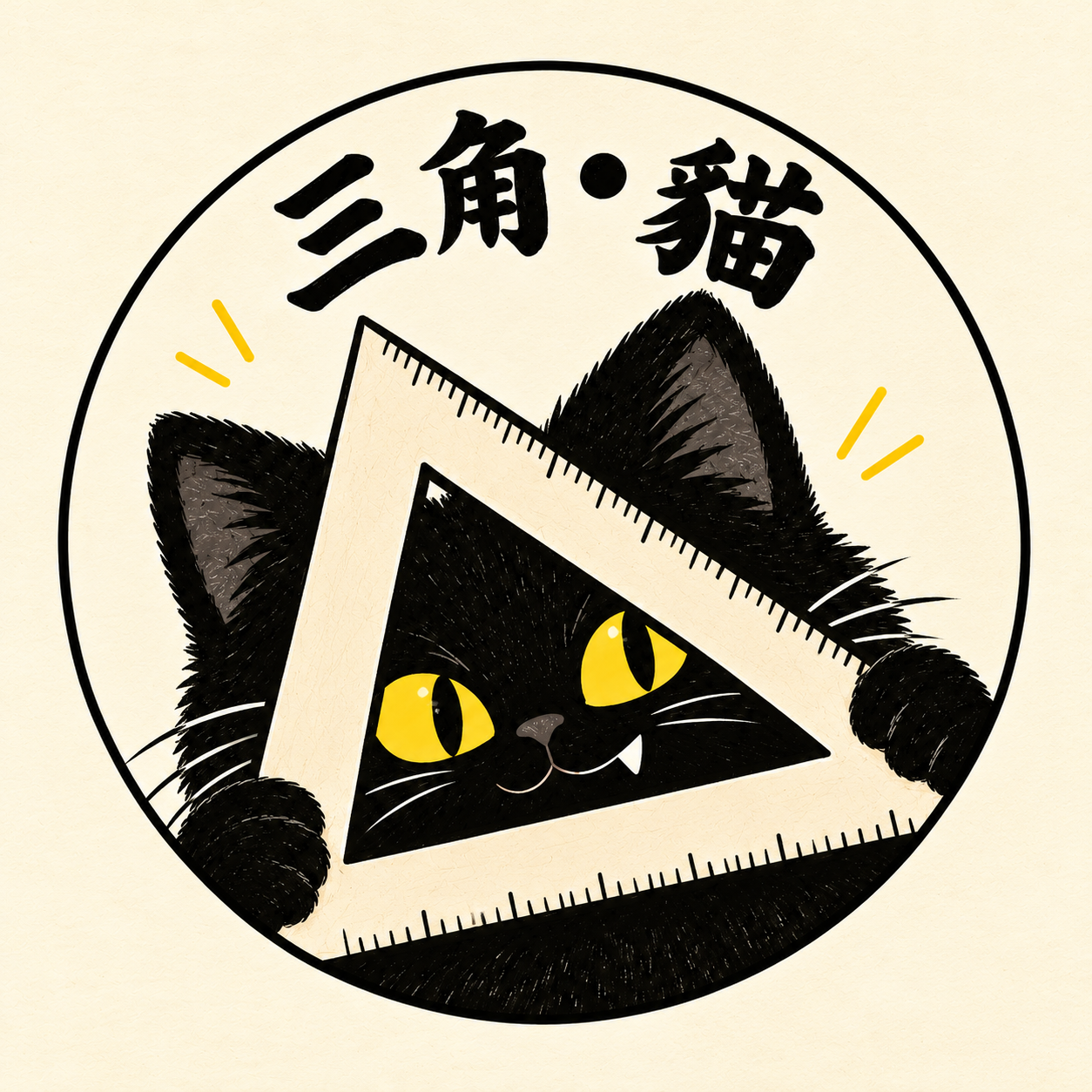 三角貓原始黑貓三角尺標誌